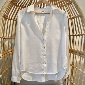 🤍 L’AGENCE White 100% Silk Button-Down Blouse XS Woman’s Ivory Luxe Essentials